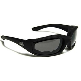 Choppers Mens Biker Padded Motorcycle Goggles Glasses - Several Lens Colors Available! (Black - Smoke Lens)
