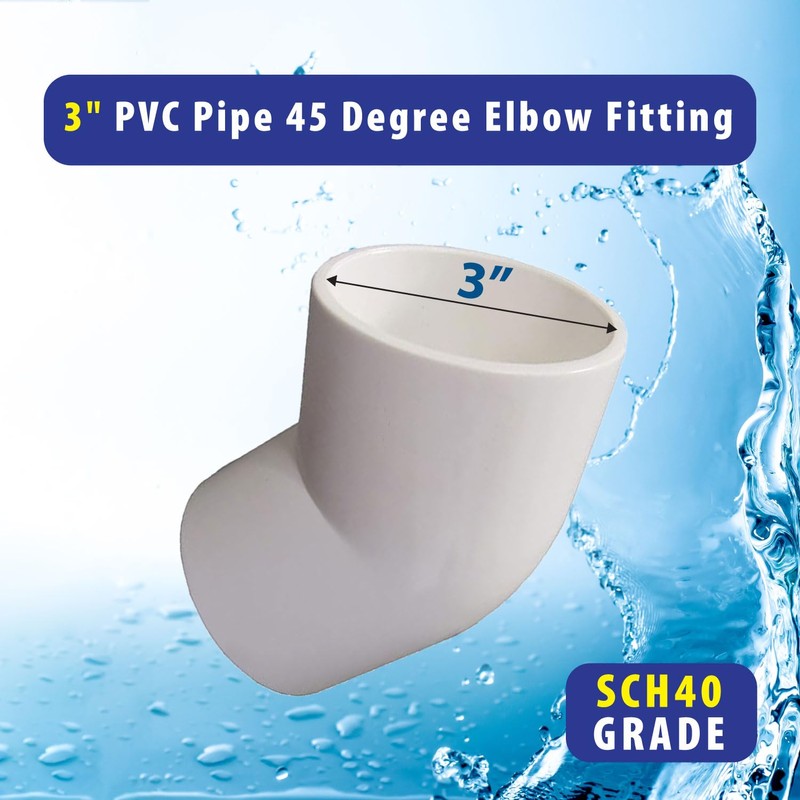 Ozmosis 3" PVC Pipe 45 Degree Elbow Fitting (Socket x