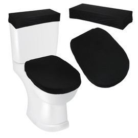 ValueBargain 1Pair Toilet Cover Lid and Toilet Tank Cover, Elastic Bottom Fabric Replacement, Soft Stretch Universal Fit for Bathroom Decor (Black)