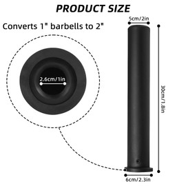 SUNMEG Olympic Adapter Sleeve 11 inch(2 PCS), Converts 1" Standard Weight Plate Posts/Bars to 2" Olympic Bars/Posts Heavy Duty Nylon for Workout