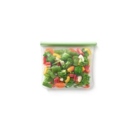 Lékué Wiederverwendbare flache Tasche aus Silikon M, Durchscheinend/Grün