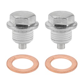 HOPESPANNER Universal Oil Drain Plug Anti Leakage Oil Pan Drain Bolt Screw Thread Repair Aluminum Copper 2 Set with Gasket Silver Tone White Magnetic M16x1.5