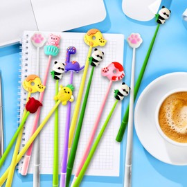 Muiyaneq 30 Pcs Squishy Pens for Kids,Cartoon Cute Fun Pens,Black Gel Ink Pens for Kids Party Favors Classroom Prizes School Office Home Supplies