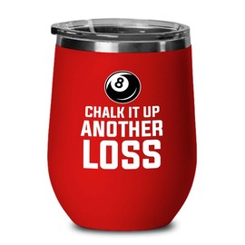 Billiard Red Edition Wine Tumbler 12oz - Chalking up - Pool Player Gifts Table Rail Balls Chalk Cue Sticks