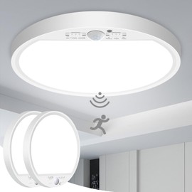slochi 2Pack Motion Sensor Light Indoor Wired, 8.7 Inch 3000K/4000K/6500K Closet Lights Motion Sensored, 18W 1800LM Flush Mount Ceiling Light for Hallway Pantry Stairwell Porch, White
