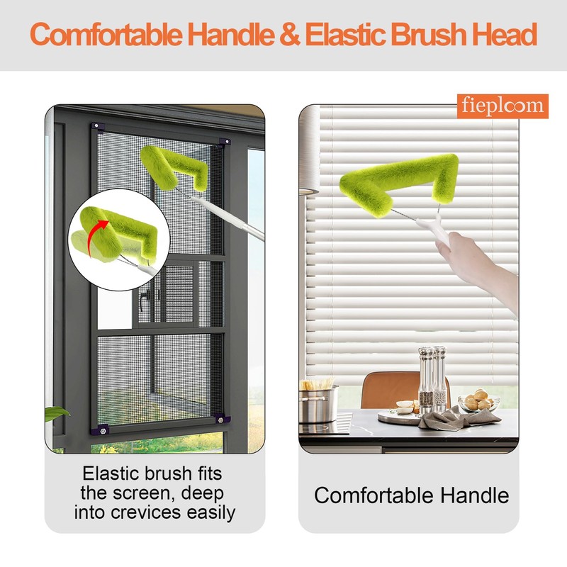 Fieploom Window Screen Cleaning Brush with 62in Extension Pole, Innovative