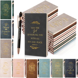 Crtiin 40 Pcs Christian Notebooks Bulk Religious Notepads with Motivational Pens Inspirational Bible Verse Leather Prayer Journal for Church Sunday School Teacher Back to School Gift (Neutral Color)