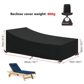 SanGlory Garden Lounger Cover, Waterproof Sun Lounger, Protective Cover, Windproof Cover for Loungers, Garden Furniture, Tarpaulin, Deck Chair Cover (200 x 75 x 40/70 cm)