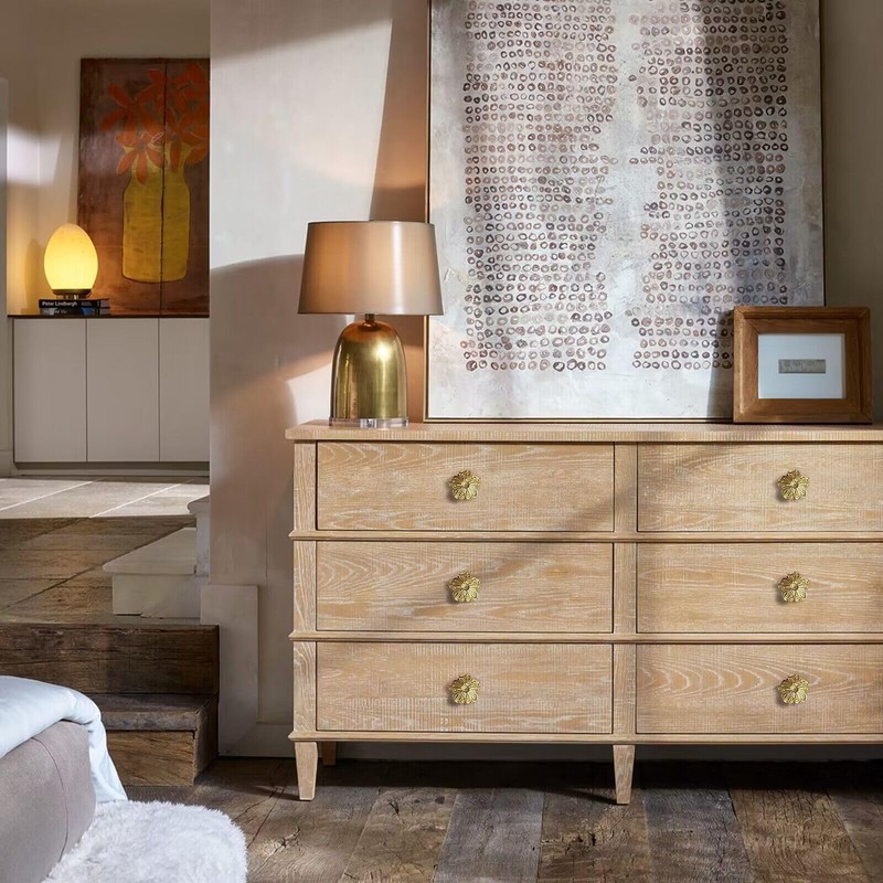 Redeam Flower Shape Brass Cabinet Knobs for Cabinet Drawer Cupboard