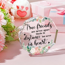 Gift for Friend Friendship Gift for Woman Birthday Gifts for Friend Going Away Gifts Plaque for Coworker Woman Retirement Gifts Acrylic Heart for Friendship Keepsake Decor (Watercolor Rose)