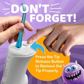 GuruNanda Hilo Dental De Agua Para Niños: 4 Modos, 4 Boquillas, Temporizador Inteligente De 2 Minutos, A Partir De 6 Años, Temática De Monster Frens, Cuidado Bucal Portátil Para Niños