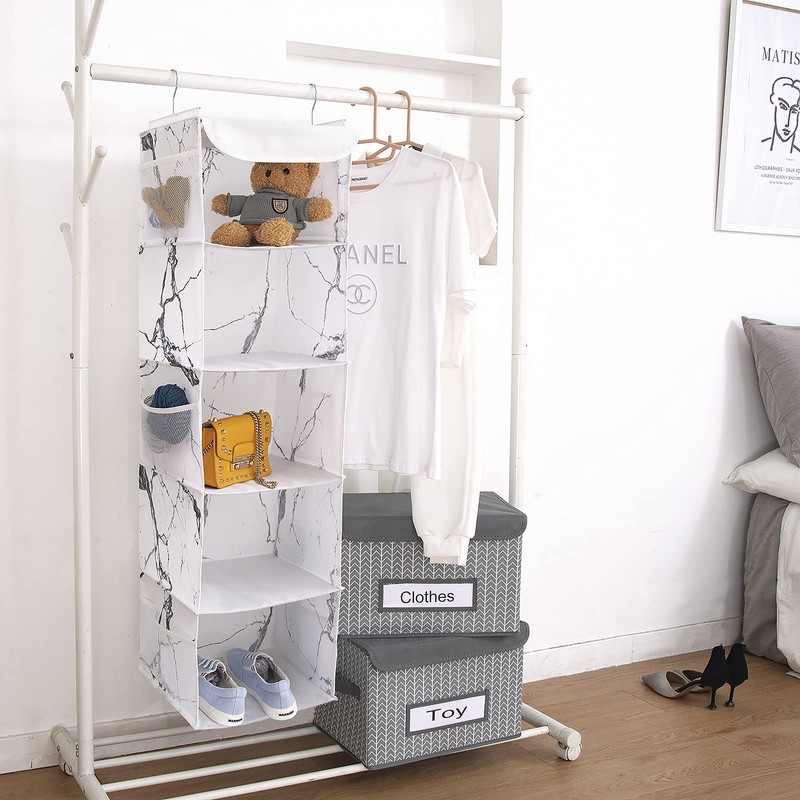 BrilliantJo 5 Shelves Hanging Closet Organizer, 2 Pack Hanging Storage