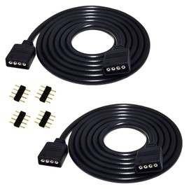 LitaElek 2pcs 1m 3.3ft RGB LED Strip Extension Cable 4 Pin LED Tape Extension Cord LED Ribbon Wire LED Band Extender Quick Connector Cable for SMD 5050 3528 2835 RGB LED Strip Light, Black