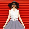 cobee Women Elastic Wide Belt,Waist Belt with Flat Buckle(White)
