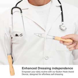 Nogeqi 3 Pack Button Hook for Seniors with Wooden Handle, Button Helper Tool for Elderly and Limited Dexterity, Ideal Buttons Assist Tool for Shirts Coats Dresses