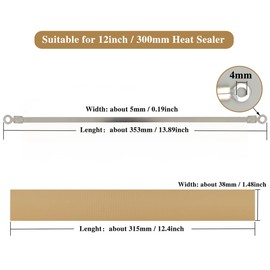 SEELAUGH 10 Pcs Impulse Sealer Replacement Parts for 12 Inch Heat Sealer(5mm Wide), with 16.4 feet Teflon Cloth Strip(38mm Wide), Heat Sealer Replacement Strip for Most Manual 12" Bag Sealers