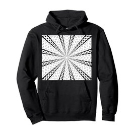Star Effect Geometric Symmetrical Pattern Black On White Pullover Hoodie