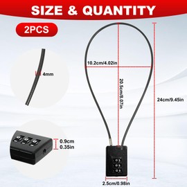 KATIMI 2 Pieces 3 Digit Cable Combination Padlock, Wire Rope Luggage Suitcase Locks, 50cm Adjustable Safety Cable Lock, Anti-Theft Padlocks with Code for File Cabinet Strongbox Gym