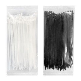 Cable Zip Ties, 200 Pcs 5.9 in Self-Locking Nylon Tie Wraps for Indoor, Outdoor, Organization, Wire Management (Black, White)
