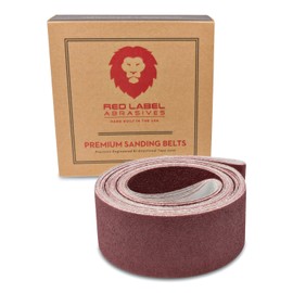 Red Label Abrasives 2 X 72 Inch 220 Grit Flexible Aluminum Oxide Multipurpose Sanding Belts for Woodworking, Leather, Rubber, Plastic, & Light Metal Working - Belt Sand Paper 6 Pack