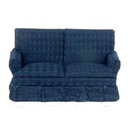 Dollhouse Traditional Navy Blue Loveseat Sofa Miniature Living Room Furniture