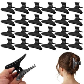 24pzs Pinzas para el Cabello, Pinza Grande para el Cabello de Mujer, Hair Clips con Resorte Fuer, Antideslizantes,para Cabello Fino, Grueso y Rizado (Negro)