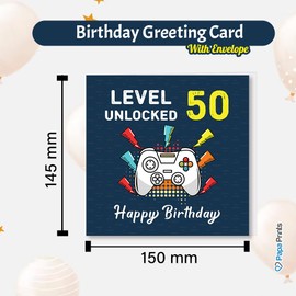 Papa Prints Happy Birthday Card with Envelope (145 x 150 mm) 50th Birthday Card for Men Gamer Birthday Card