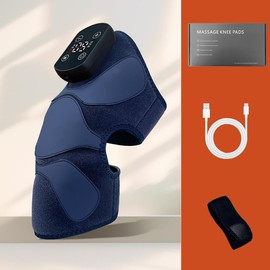 gozoindeed Electric Heating KneePad with Massage function, Heat and Vibration Therapy, Joint Protection, Relieve Knee Soreness, Knee Brace Wrap, Orange and Blue color, easy to use.