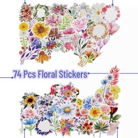Mr. Pen- Floral Stickers Laptop, 74 pcs, Stickers for Water Bottles, Flower Stickers, Cute Stickers, Stickers for Teens, Stickers Aesthetic, Laptop Stickers, Waterproof Stickers