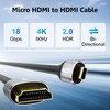 Micro HDMI to HDMI Cable 8 FT, High Speed Full
