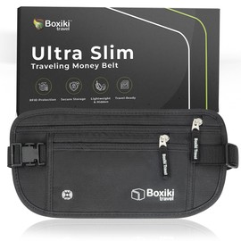Money Belt for Travel with RFID Blocking Technology - Hidden Travel Money Pouch for Cash, Credit Cards, Passport, and Travel Valuables - Secure Water Resistant Money Belt for Men and Women - Black
