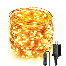 Moobibear LED String Lights 99ft UL Listed Plug in Fairy Lights 300 LED Warm White Waterproof Copper String Lights with ON/Off Switch for Bedroom Patio Birthday Wedding Valentines Day Decor