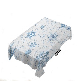 AOYEGO Snowflakes Rectangle Tablecloth Winter Blue Snow Splash Crystal Elegant Ice Spot Oblong Tablecloth 60X84 Inch Polyester for Kitchen Holiday Dinner Hotel Restaurant