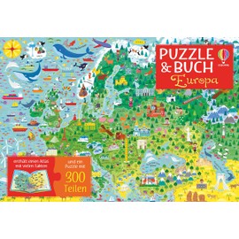 Puzzle & Buch: Europa: Puzzle mit 300 Teilen plus Atlas (Puzzle-und-Buch-Reihe)