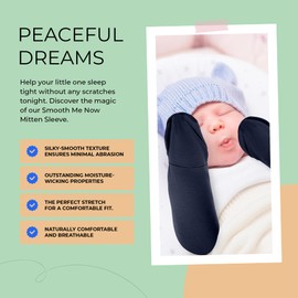 Smooth Me Now Eczema Scratch Sleeves and Mittens for Babies and Toddlers | Eczema Sleeves with Soft Mitts to Stop Scratching (Navy, 9M)