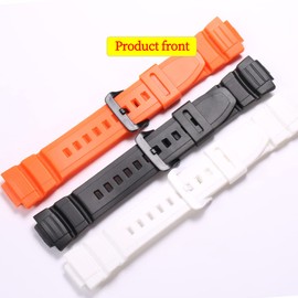 RCNZWQB Resin Replacement Watch Band for Casio MCW-100H WS-220 HDD-S100 Men's Rubber Strap Waterproof 16mm Casual Wristband（Black）