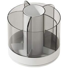 mosey Pen Holder 360 Degree Rotation Pen Holder Cosmetic Storage Round Makeup Tools Divider Easy Access Desktop (White)