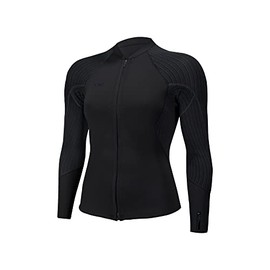 O'Neill Wetsuits Women's Standard Hyperfreak 1.5mm Full Zip Wetsuit Jacket, Black/Black, 6