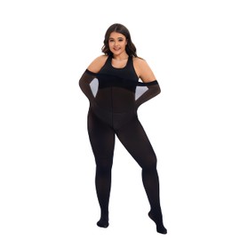 CozyWow Women's Tights Elastic Semi Opaque Tights Plus Sizes XL-4XL, Black+Skin Colour(36D)