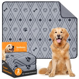 LOOBANI Washable Pee Pads for Dogs: 2 Pack 36"x72" Reusable Pee Pads Dogs, Puppy Pad Washable Waterproof & Leakproof, Non-Slip Whelping Pee Pads & Potty Training Pad for Dog Playpen, Crate, Grey