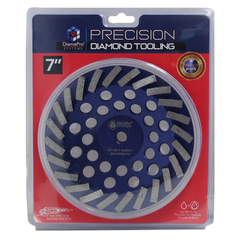 DiamaPro Systems DT-CW-7-24SEG-T Threaded 7 Inch 24 Segment Turbo Concrete