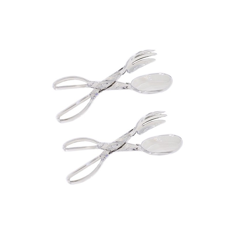 Set of 2 Large Salad Tongs, 11 Inch Long Clear