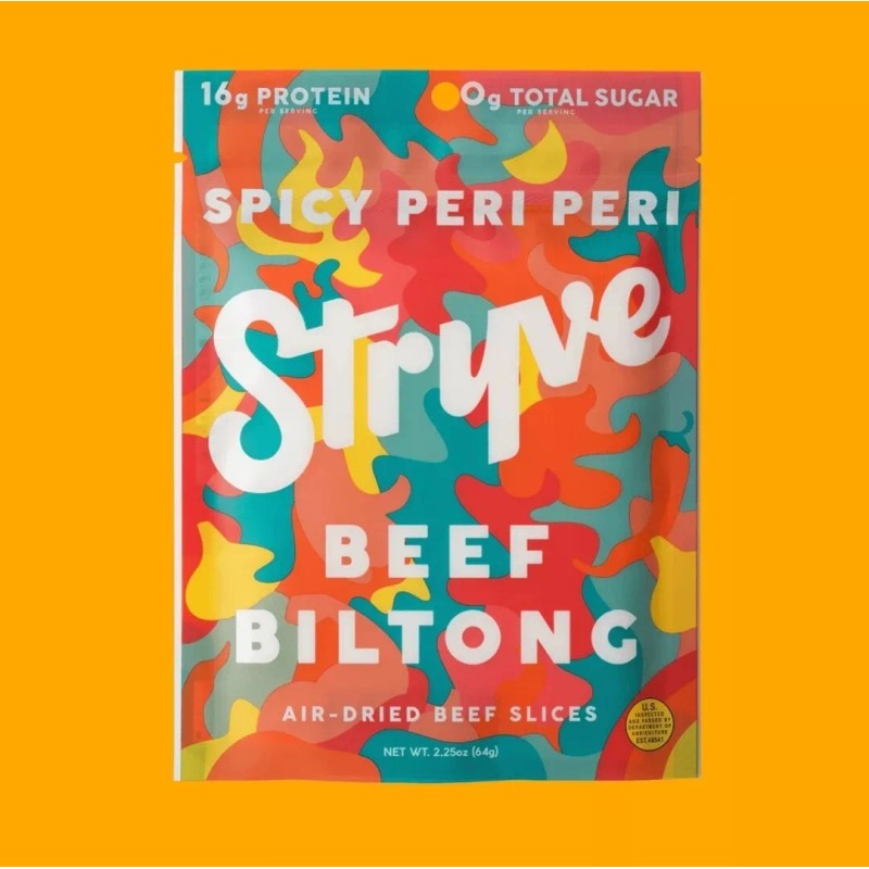 Stryve BILTONG Spicy Peri Peri 100% All Natural Beef W/