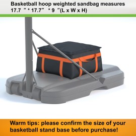Basketball Hoop Sandbag - Heavy Duty Weighted Bottom Anchor for Basketball Hoops - 600D Oxford Fabric Waterproof Dustproof, Windproof, 17.7" D x 17.7" W x 9" H，Only Bag.