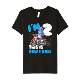 Kids Motocross Birthday Boy Little Toddler is Two Years Old Premium T-Shirt