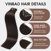 VINBAO Clip in Hair Extensions Real Human Hair Dark Brown
