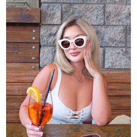 Appassal Cute Round Sunglasses for Women Men Trendy Chunky Thick Inflated Shades AP3695,Beige/Brown