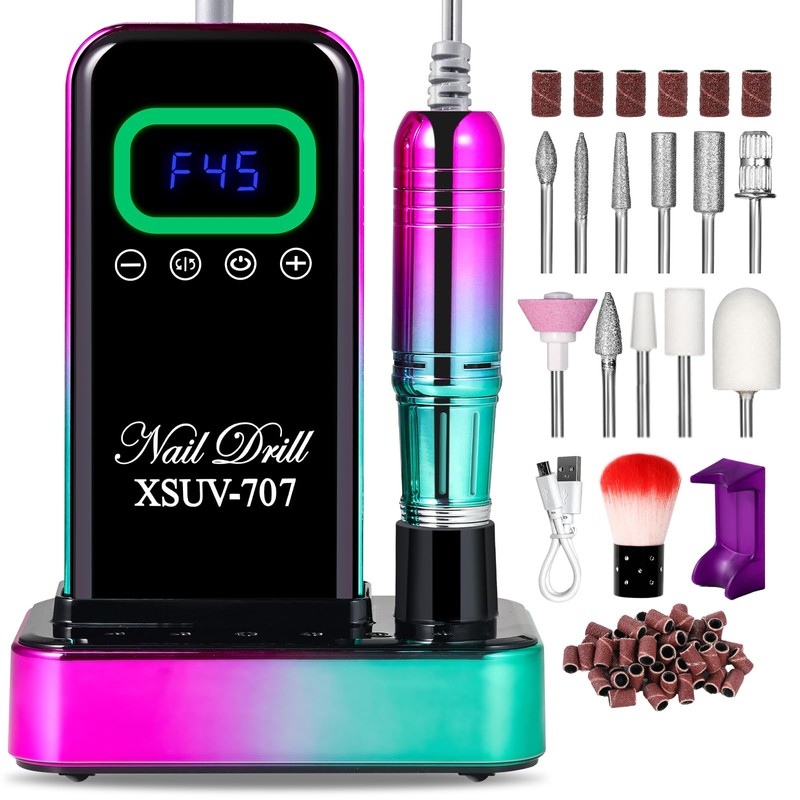 Cordless Nail Drill 45000 RPM, Rechargeable Electric Nail File Kit