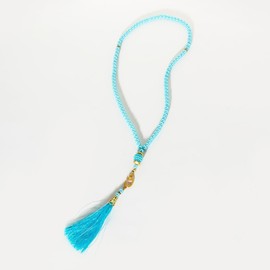 Pingyongchang Tassels Beads Stones Meditation Bracelets Protection Islam Muslim Prayer Hand Knotted Arab Japa Unisex Long Chain Yoga Mala Chunky Strand Bangles Boho Statement Birthday Gifts-Blue