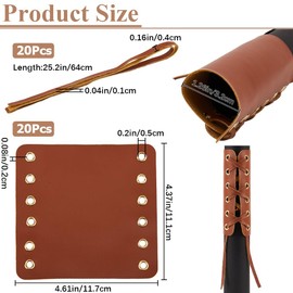 GORGECRAFT 20Pcs Leather Walking Stick Grip Kit Anti-Slip Handlebar Hand Grips Thruster Covers Wraps with 20Pcs Strap Rope for Motorbikes Bicycle Modification Accessories Camel Color 4.61 x 4.37 Inch